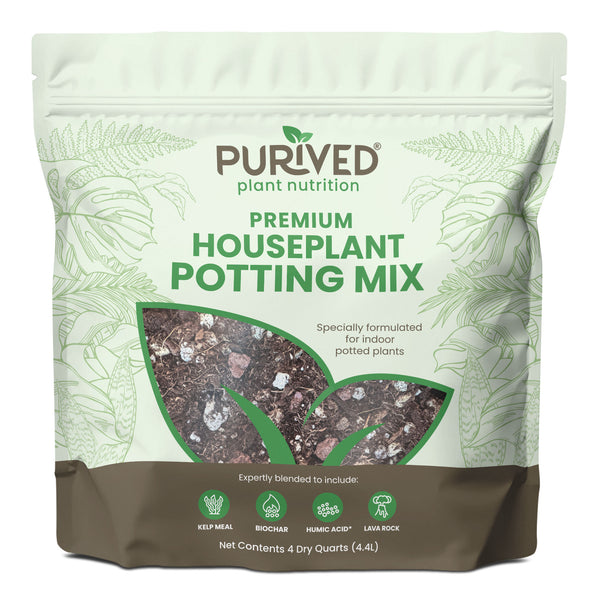 hvh potting mix Purived Premium Houseplant Potting Mix | 4 Quarts | Ideal Soil Drainage & Moisture Retention for Indoor Potted Plants