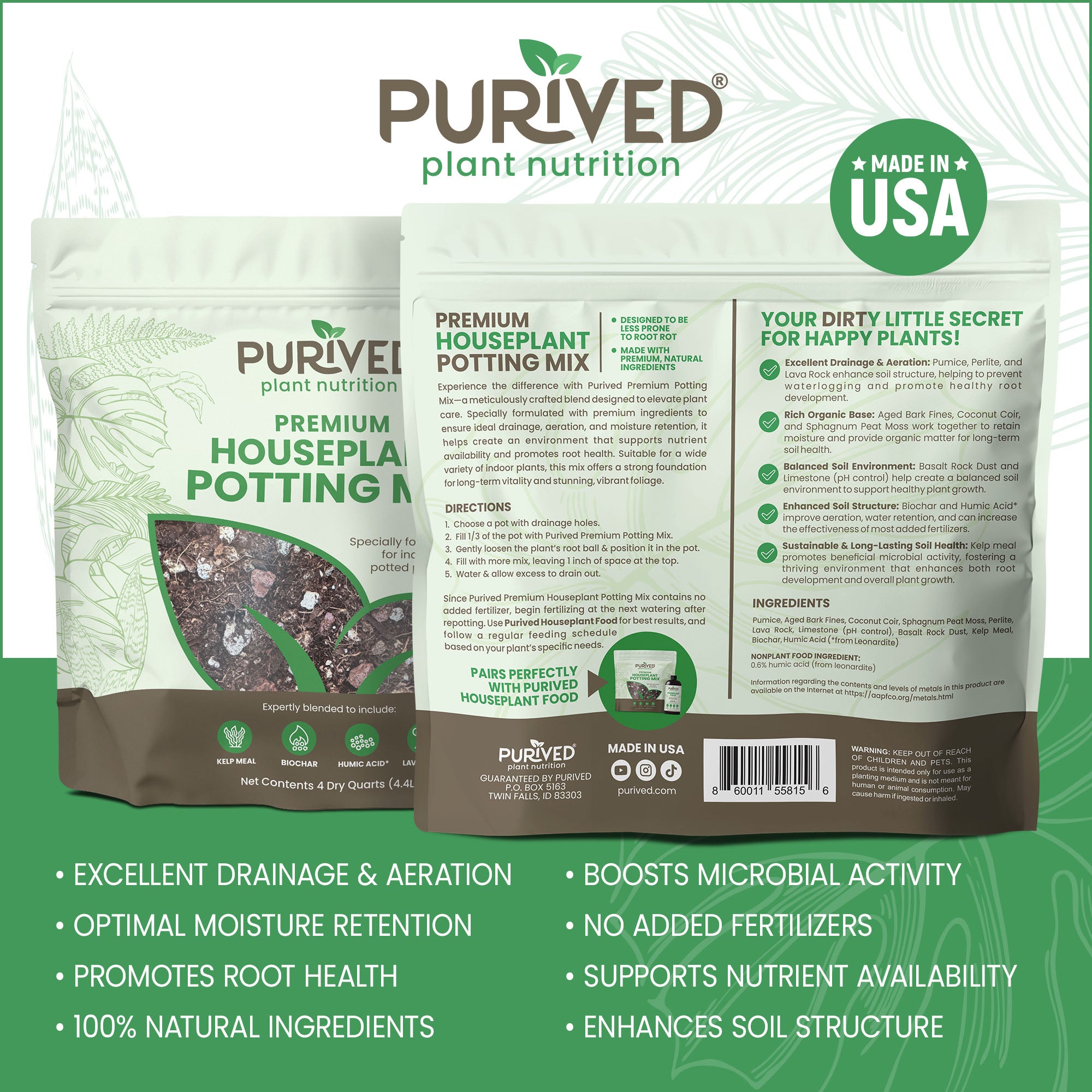 Purived Premium Houseplant Potting Mix