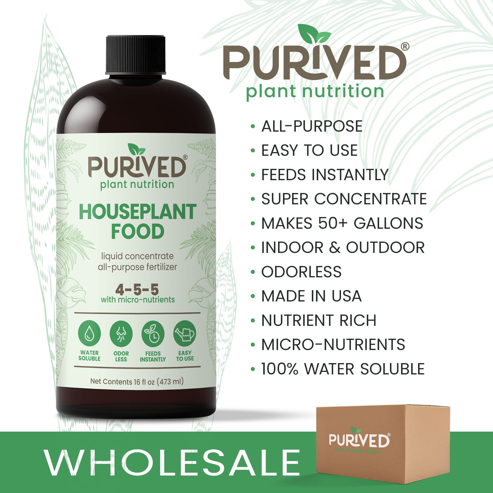 Purived Houseplant Food – 16 fl oz of Concentrated Houseplant Fertilizer