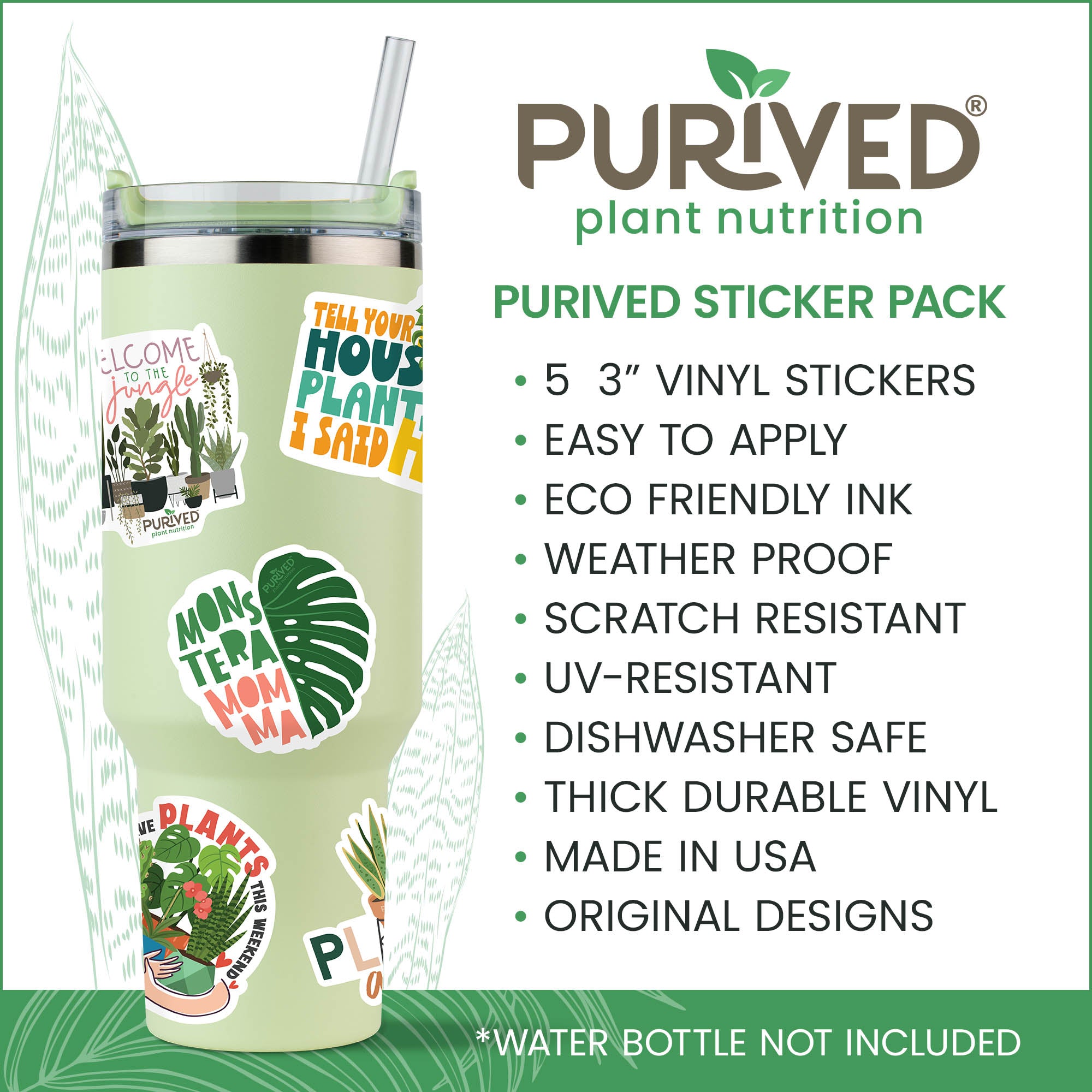 Purived 3" Vinyl Sticker 5 Pack